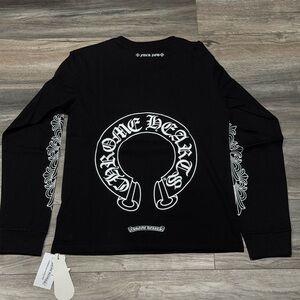 Chrome Hearts Black Long Sleeve Pocket Tee with White Logo
